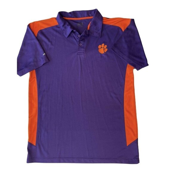 CLEMSON TIGERS Polo Shirt Men's Chest Size 49 Inches Purple & Orange Team Colors - Picture 5 of 7